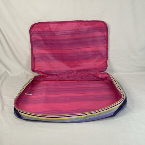 Vintage Isaac Mizrahi Travel Packing Cube Pink Multi Color Stripes Handle Zipper - Picture 8 of 9